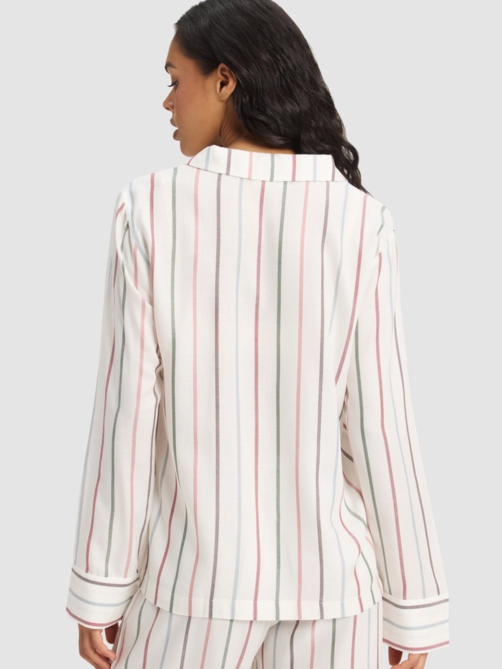 Cozy Earth | Soft Woven Long Sleeve Pajama Top (Cottage Stripe) - Picture 3 of 7